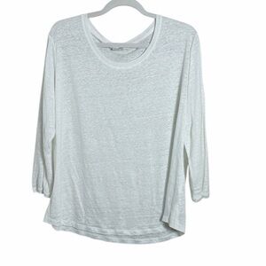 Poetry White Linen Long Sleeve Tee Size 14